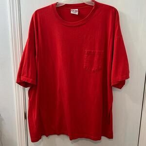 Bayside Men’s Heavyweight Pocket T-shirt 4X Big  Red short sleeve crewneck